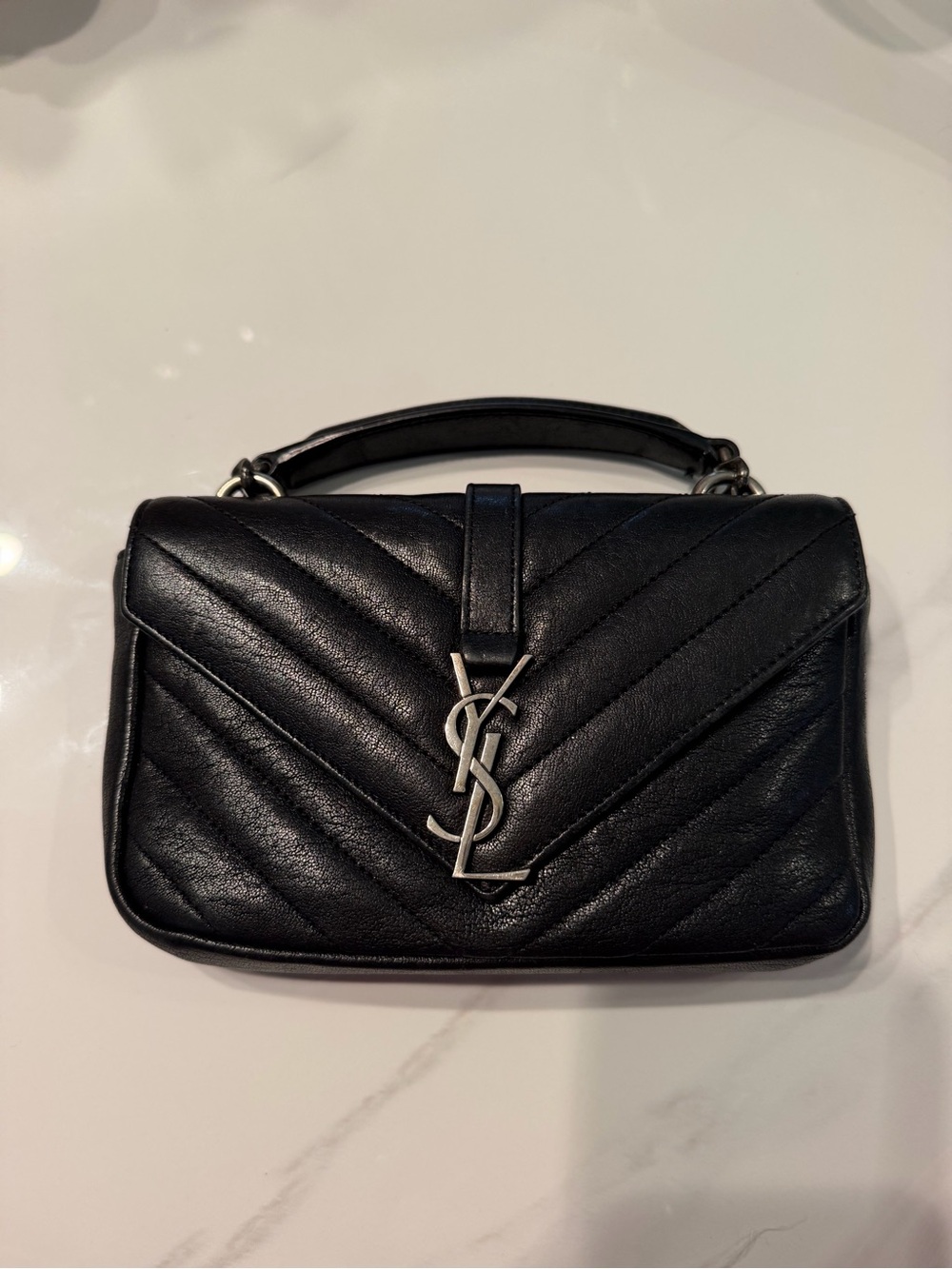 College Mini YSL Quilted Top Handle Bag